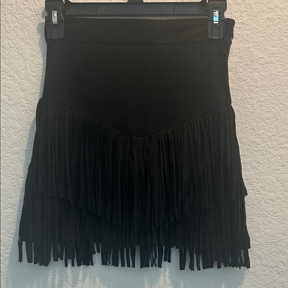 Altar'd State Black Fringe Mini Skirt